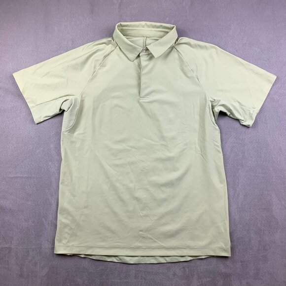 Lululemon Mens Shirt Medium Yellow Stretch Golf Polo Classic Fit Breathable - Picture 1 of 7